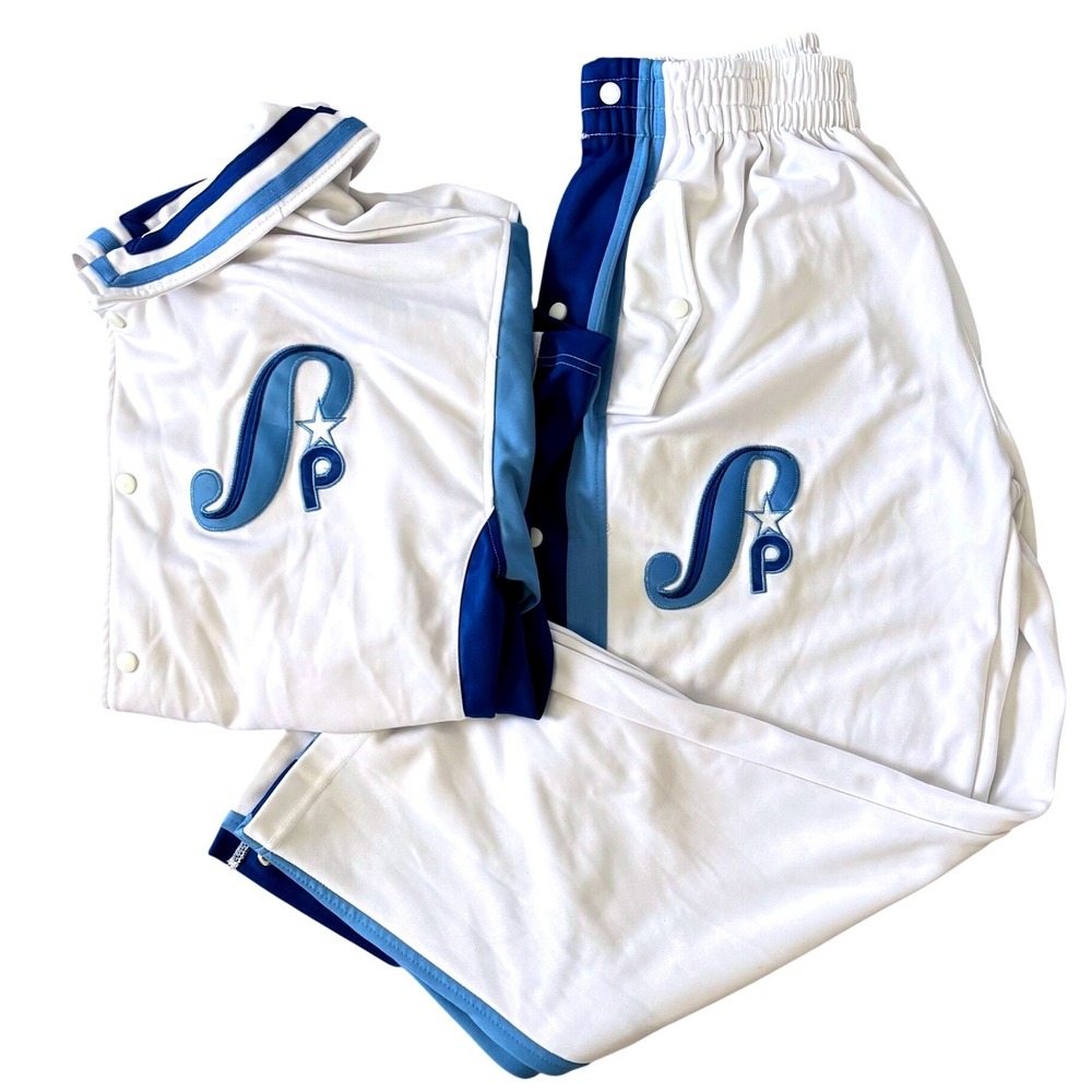Vtg y2k Southpole Warm Up Track Suit Sz M White Blue Tearaway Breakaway